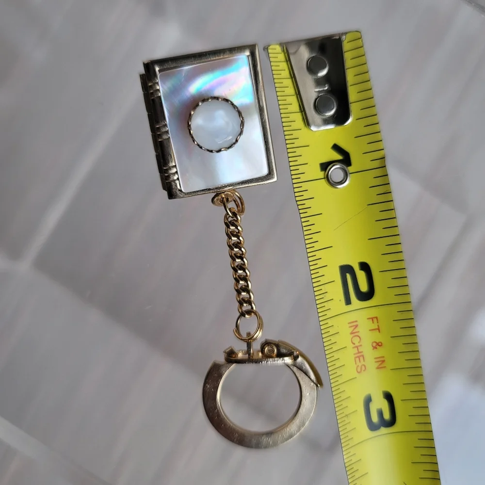 Abon Creations Mother of Pearl 2 Picture Locket Clip-On Key Ring 24K Gold Plated